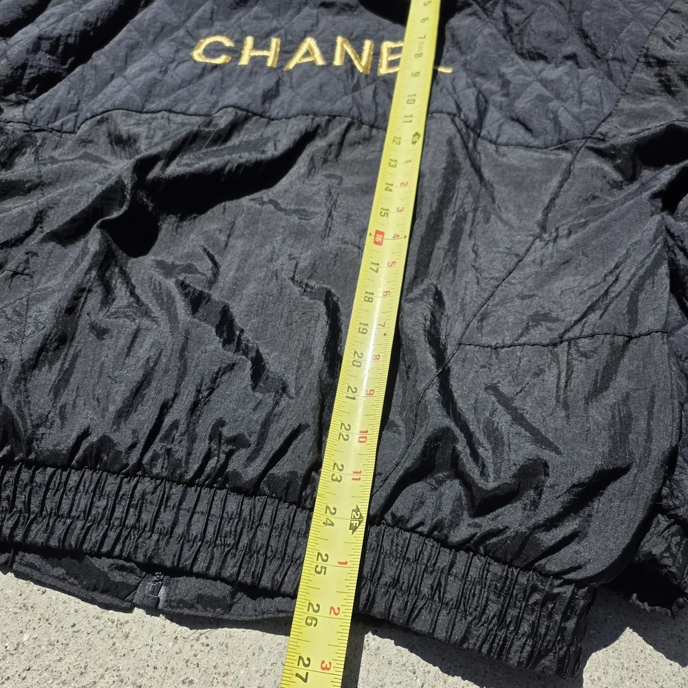 Vintage Black Bomber Jacket with Gold Logo **NOT Made By Chanel** - Picture 5 of 6